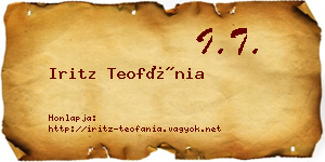 Iritz Teofánia névjegykártya